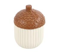 Autumn Acorn Ceramic Storage Jar - Rustic Decor for Kitchen Counters or Dining Room, Ideal for Storing Cookies, Nuts, and Dry Goods