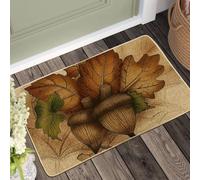 Autumn Acorn Doormat, Fall Oak Leaves Door Mat for Outdoor & Indoor Entry, Rustic Decor, Waterproof Non-Slip Dirt Resistant Welcome Mat, Easy to Clean 29x17 Inch