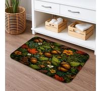 Autumn Acorn Leaf Pattern Bath Mat, Rustic Fall Floral Absorbent Non Slip Shower Rug, Seasonal Memory Foam Washable Bath Rugs for Bathroom Toilet Restroom Decorative 20x32 Inch