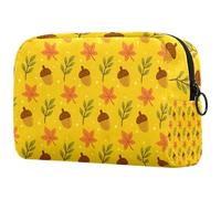Autumn Acorn & Leaf Pattern Cosmetic Bag for Women, Travel Toiletries Bags Large Makeup Handy Pouch Organiser Bag with Zipper