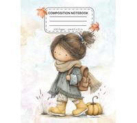 Autumn Adventure Composition Notebook - Cute Girl and Raccoon Fall Design | Cozy Cottagecore Writing Journal for School, Notes & Creative Ideas | 8.5 x 11 Inch, 200 Pages