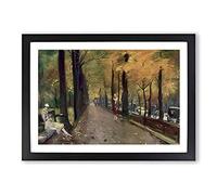 Autumn Alley by Lesser URY Framed Print | A2 Black Framed Wall Art | Ready to Hang | Modern Landscape Picture | Living Room Bedroom Lounge Office