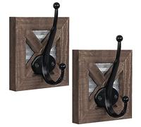 Autumn Alley Farmhouse Bathroom Hooks for Towels, Coat Hooks, and Robe Hooks - Towel Hooks for Bathroom Wall Mounted, Rustic Wall Hooks Decor, Wood, 2 Pack