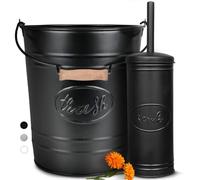 Autumn Alley Farmhouse Bathroom Trash Can and Toilet Brush Set - Rustic Bathroom Accessories for Charming Bathroom Décor, Galvanized, Black