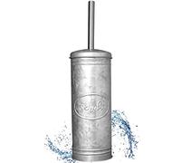 Autumn Alley Toilet Bowl Brush and Holder, Covered Bathroom Toilet Brush for Farmhouse Bathroom Decor, Standing Rustic Toilet Bowl Brush with Holder, Rustic Bathroom Decor Sets, Galvanized, Grey