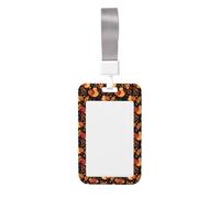 Autumn and Turkey Print Badge Holder, ID Badge Holder with Lanyard, Hard Plastic Vertical Name Tag ID Card Badges Holders
