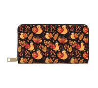 Autumn and Turkey Print Wallet Women, Leather Bifold Multi Card Wallet, Long Purse Women's Wallets