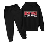 Autumn and Winter Children's Hoodie Pullover Set Popular Printed Hoodie Set On Underwear Casual Letter Printed Long Sleeve Short Boy Black