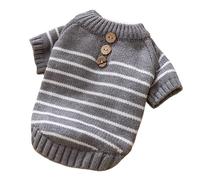 Autumn and Winter Dog Korean Version Simple Striped Button Sweater Cat Teddy Warm Knit Sweater Pet Clothes Daily Dressing(grey,L)