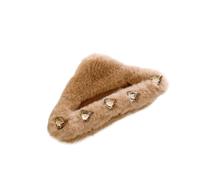 Autumn and winter furry hairpins, rhinestone plush hairpins, versatile hair shark clips(Triangle Light Brown 12cm)
