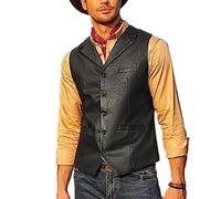 Autumn and Winter Men's Slim Leather Vest PU Fur Vest Single-Breasted Vest
