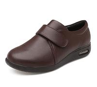 Autumn and Winter Men's Warm Leather Shoes, Memory Foam Air Cushion Elderly Shoes Edema Shoes, for Grandma Grandpa Elderly Diabetic Arthritis Swollen Footwear (Color : Brown, Size : 9.5 UK)