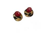 Autumn and winter retro color-blocking pearl leopard print earrings for women with a high-end temperament and unique design