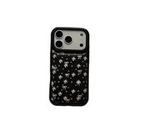 Autumn and Winter Simple Fresh Temperament Flower Bow Leather Phone Case，Compatible for iPhone，17 16 15 14 13 12 11 Pro Max Plus Cover(IPhone 12)