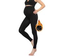 Autumn and Winter Thickened Maternity Leggings, Inner Fur Warm Maternity Pants, Highly Elastic and Comfortable Pregnancy Pants,S Black
