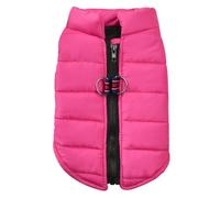 Autumn And Winter Warm Dog Jacket Vest With Zip Solid Colour Pet Coat Clothing Outdoor Windproof Waterproof French Bulldog Labrador Jacket,Rose,2XL