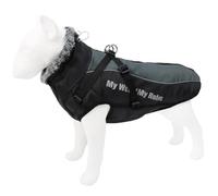 Autumn And Winter Warm Fleece Pet Jacket Outdoor Reflective Large Dog Coat Thick Quilted Jacket Pet Clothing Soft Comfortable Windproof Waterproof German Shepherd French Bulldog Jacket,black,5XL