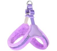 Autumn And Winter Warm Plush Padded Dog Harness Vest Adjustable Soft And Comfortable Dog Training Harness For Pug Yorkshire Chihuahua,Purple,L