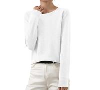 Autumn and Winter Women's Jumpers Solid Ribbed Long Sleeve Womens Sweater Casual Tunic Ladies Tops Pullover Warm Classic Fit Women's Cardigan Knitted Cotton Soft Ladies Sweatshirts Stretch Sweaters