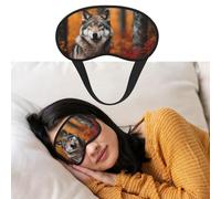 Autumn Animals Wolf Sleep Mask for Side Sleeper Blackout Eye Masks for Women Men Blindfold Mask Side Sleeper Eye Cover for Sleeping Nap Blackout Eye Shade Cover for Travel