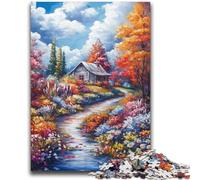 Autumn Arrives at The House 1000 Pieces Jigsaw Puzzle For Adults Teens,Help The Brain Exercise Addictive Toys to Cultivate Patience Unique Challenge Game (38x52cm)