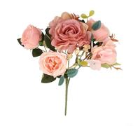Autumn Artificial Peony Bouquet - Elegant Silk Faux Flowers for Wedding Decor, Homes Interior & Table Centerpieces, Lifelike Floral Arrangement, No Maintenances Required, 1 Pack(shallow Pink)