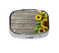 Autumn Background with Sunflowers,Meta Pill Box 2 Compartment Medicine Case,Portable Organizer,Rectangle Meta Portable Organizer Pill Box 706 Compartment Medicine Case
