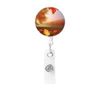 Autumn Badge Reel Retractable Clip Work Badge Holder Lightweight Plastic Name Card Holder ID Badge Clip for Nurses Office Gifts