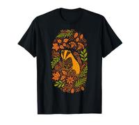 Autumn Badger Cottagecore Fall Woodland Animal Folk Art T-Shirt