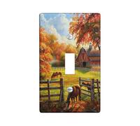 Autumn Barn Light Switch Cover Plates/Outlet Covers,Bright Fall Orange Leaves for Wall Accents, Thermoplastic Device Mount Wall Plates,Standard Size Single Duplex Outlet