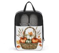 Autumn Basket with Pumpkins Wheat Shoe Bag for Travel Daily Use Anti-dust Storage Carrier Golf Shoe Pouch