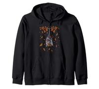 Autumn Bat Leaves Mystical Whimsigoth Art Episodic Drawing Zip Hoodie
