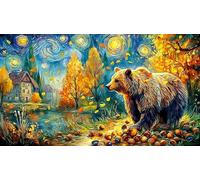 Autumn-Bear-with-Acorns 1000 Piece Puzzle Game Recycled Paper Educational Game Challenge Fun and Challenging Family Game Great Gift Idea for Women, Gifts for Men 70x50/1000pcs