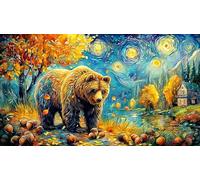 Autumn Bear with Acorns Recycled Paper Jigsaw Puzzle 1000 Piece - Fun Present & Great Gift Idea for Adults 38x52/1000pcs