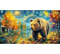Autumn-Bear-with-Acorns Recycled Paper Puzzle Game 1000 Piece Educational Game Challenge Fun Present & Activity for Home Great Gift Idea for Women, Gifts for Men 70x50/1000pcs