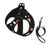 Autumn Beautiful Floral Print Reflective Pet Leash Vest For Small Dogs & Cats, Adjustable Outdoor Walking Hiking Vest