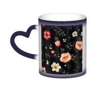 Autumn Beautiful Floral Print Thermal Color Changing Mug, Ceramic Coffee Cup, Magic Mug for Home Office Cafe