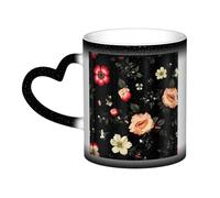Autumn Beautiful Floral Print Thermal Color Changing Mug, Ceramic Coffee Cup, Magic Mug for Home Office Cafe