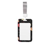 Autumn Beautiful Floral Print Vertical Card Badge Holder, Dual-Slide Cover with Soft Lanyard, for Work/Events