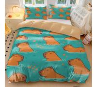 Autumn Bedding Double Cuddly Capybara & Yellow Leaf Duvet Cover Soft Microfiber Fall Themed Bedding for Bedroom Decor (style5,Double200x200cm+50x75cm*2)