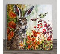 Autumn Berry Hare Ceramic Picture Tile Artwork By Judith Yates Hanging Wall Art Home Decor