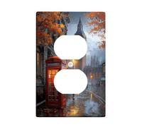Autumn Big Ben Light Switch Cover Plates/Outlet Covers, Warm Orange Leaves for Seasonal Decor, Thermoplastic Wall Plates, Standard Size, Vintage Style Single Duplex Outlet