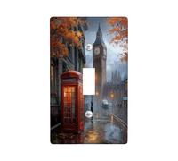 Autumn Big Ben Light Switch Cover Plates/Outlet Covers, Warm Orange Leaves for Seasonal Decor, Thermoplastic Wall Plates, Standard Size, Vintage Style Single Toggle