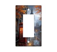 Autumn Big Ben Light Switch Cover Plates/Outlet Covers, Warm Orange Leaves for Seasonal Decor, Thermoplastic Wall Plates, Standard Size, Vintage Style Single Rocker