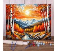 Autumn Birch Grove Paint by Number for Adults,Frameless DIY Oil Painting Kits on Canvas with Paint Brushes and Acrylic Pigment Art Painting for Home Decor Gift 50x65 cm