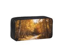 Autumn Birch Path Print Large Capacity Pencil Pouch Zipper Storage Bag