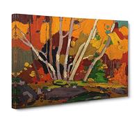Autumn Birches By Tom Thomson Classic Painting Canvas Wall Art Print Ready to Hang, Framed Picture for Living Room Bedroom Home Office Décor, 30x20 Inch (76x50 cm)