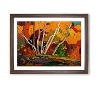 Autumn Birches By Tom Thomson Classic Painting Framed Wall Art Print, Ready to Hang Picture for Living Room Bedroom Home Office Décor, Walnut A2 (64 x 46 cm)