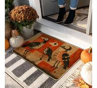 Autumn Bird Doormat, Rustic Orange and Black Bird Design for Indoor & Outdoor Entryway, Vintage Style Rubber Waterproof Non-Slip Dust-Resistant Welcome Mat, Easy Care 29x17 Inch