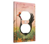 Autumn Bird Light Switch Cover Plate/Outlet Covers, Beige and Black Woodland Birds Decoration, Thermoplastic Wall Plates, Standard Size Single Duplex Outlet